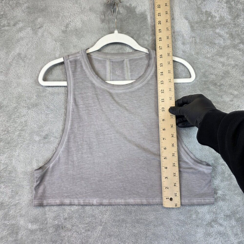 Lululemon Tank Top Womens M/L Gray Cropped Crew Neck Lightweight Jersey Yoga Gym - Picture 4 of 6